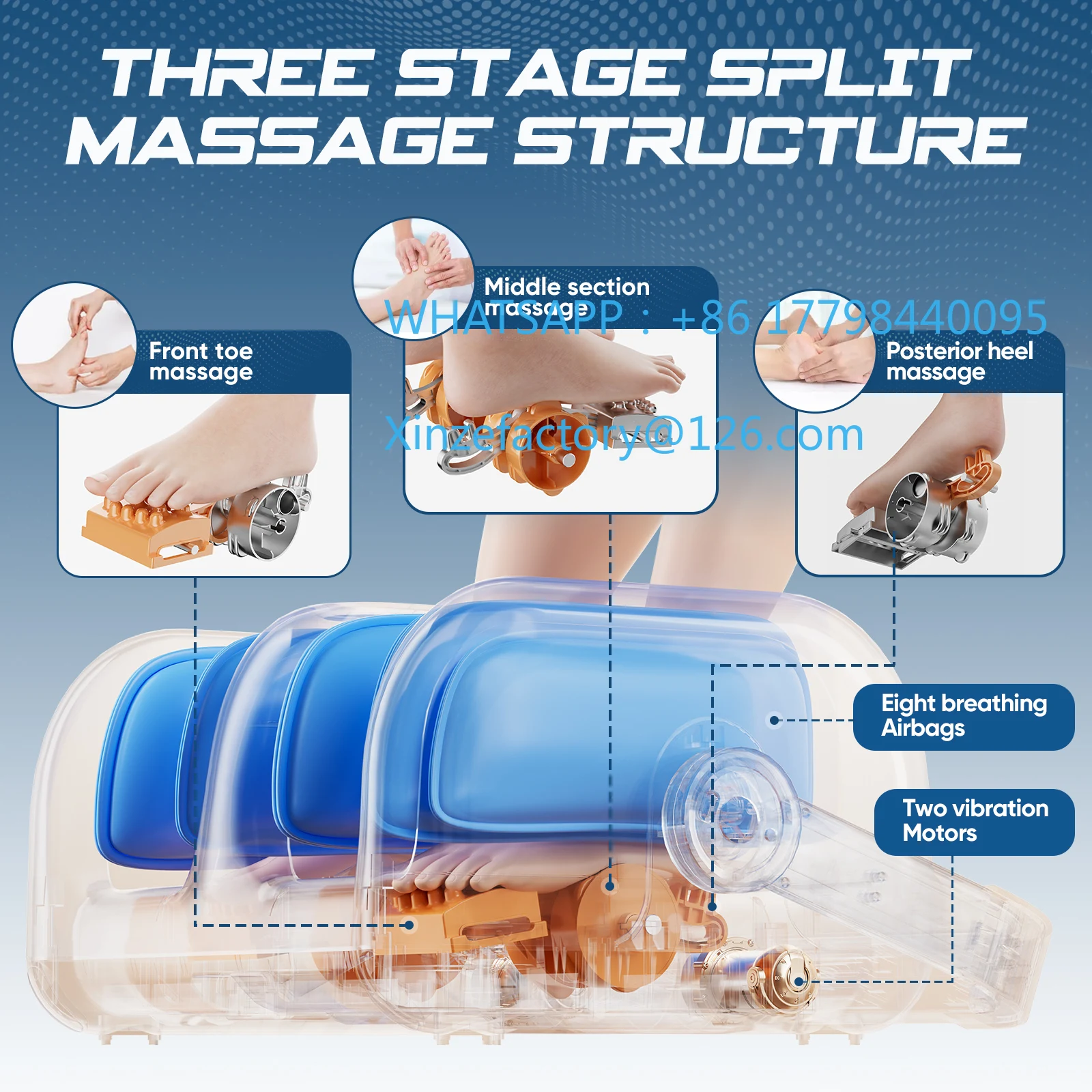 Customizable Electric Foot Massage Machine With Heat Remote Home Foot Calf Arm Three-in-one Massager Leg Beauty Machine Kneading