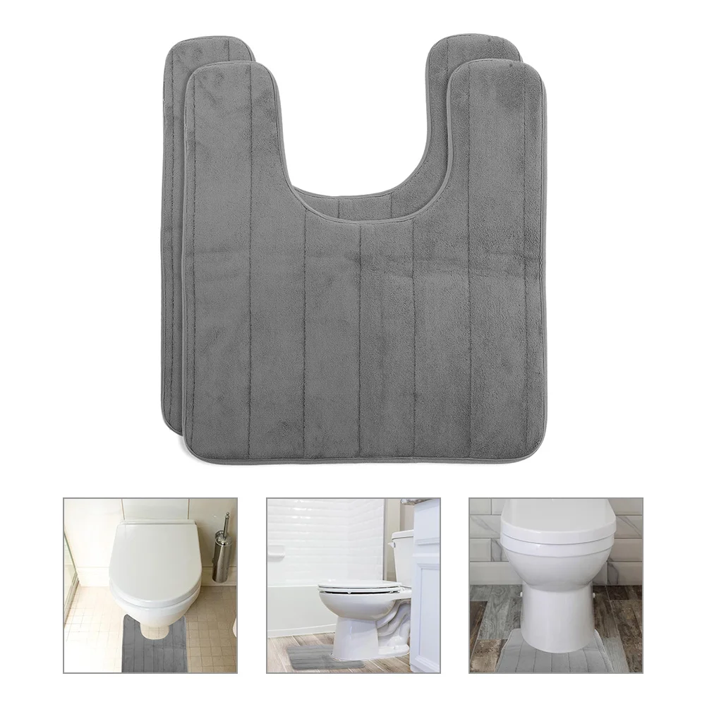 

2 Pcs Slow Rebound Floor Mat Rug Circle Closestool Simple Toilet Ground Cushion Non-slip U-Shape Shaped