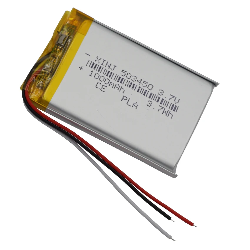 3.7V 1000mAh 3.7Wh Termistor 3-przewodowy akumulator litowo-polimerowy Li 503450   Głośnik Bluetooth do odtwarzacza muzycznego