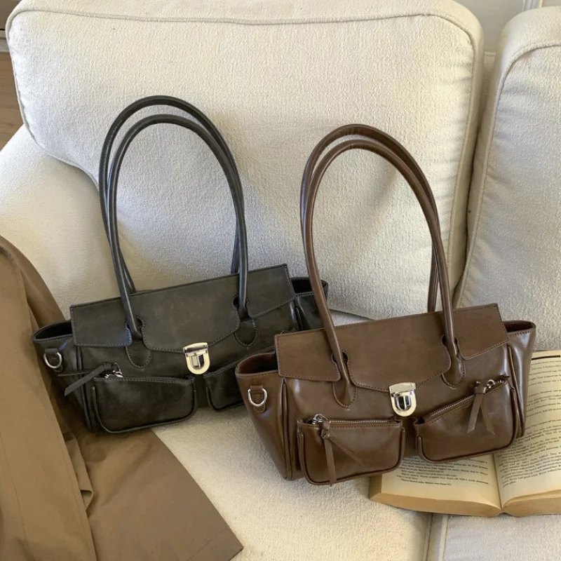 

Высококачественная женская сумка в стиле ретро, модная большая вместительная сумка через плечо, брендовая мотоциклетная сумка с несколькими карманами для горячих девушек