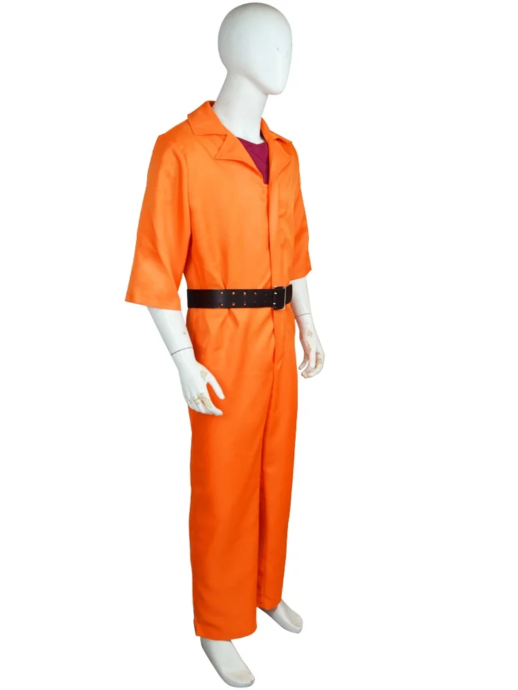 Luigi Cosplay Costume Prison Inmate Orange Set Long Sleeves Jumpsuit Belt Handcuffs CEO Killer Prison Party Costume Outfits