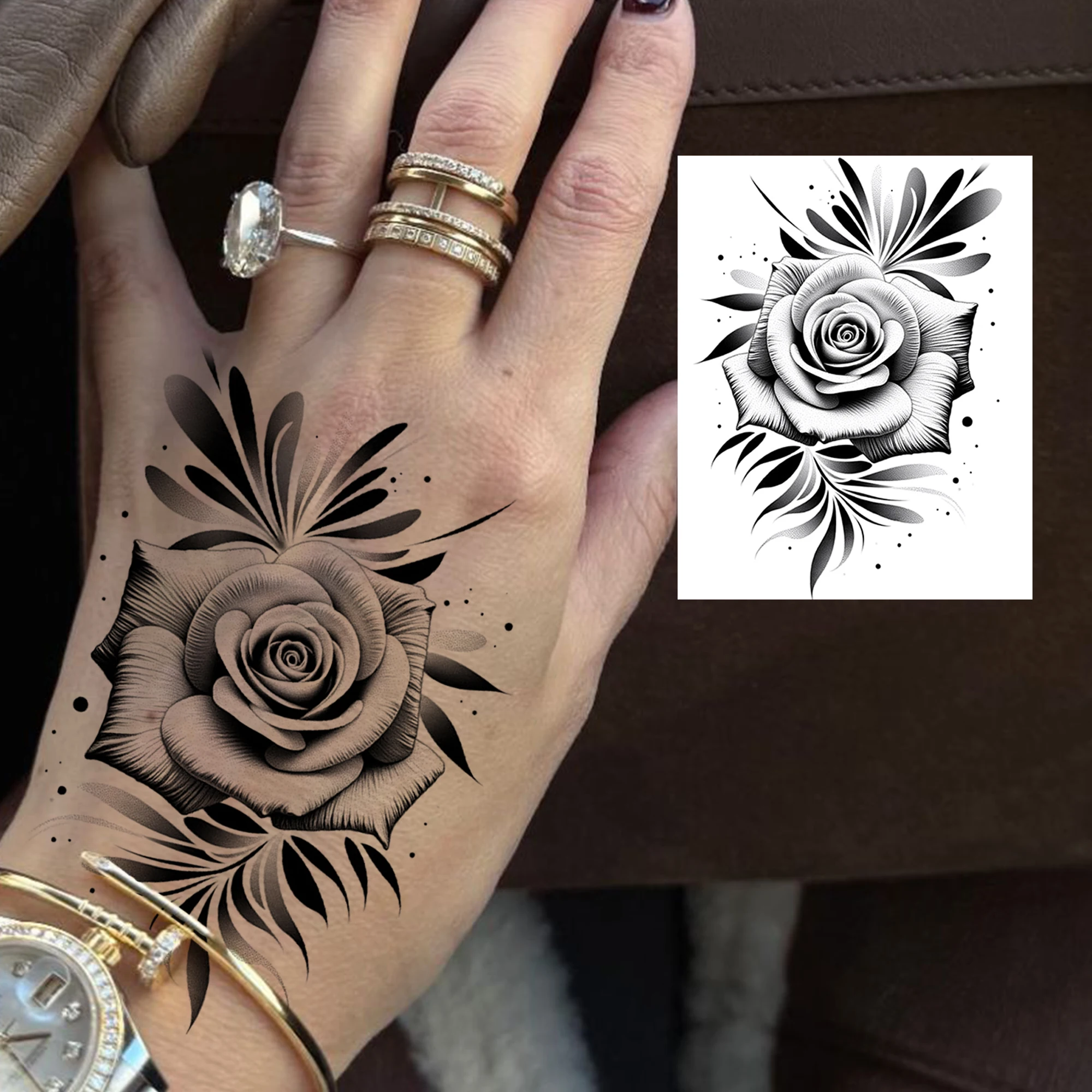 1 Sheet Watercolor Butterfly Flower Temporary Tattoos For Women Hands, Fake Tattoo Sticker Long Lasting Realistic Tatoo Body Art