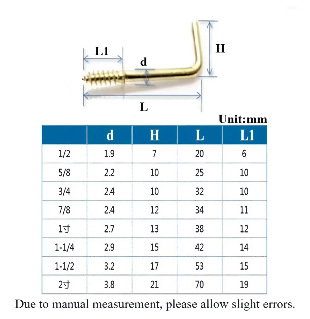 Heavy‑Duty L‑Shaped Screw Hooks Mini Metal Self‑Tapping Fasteners Reliable Wall Hanging Parts for Picture Frames Home Office