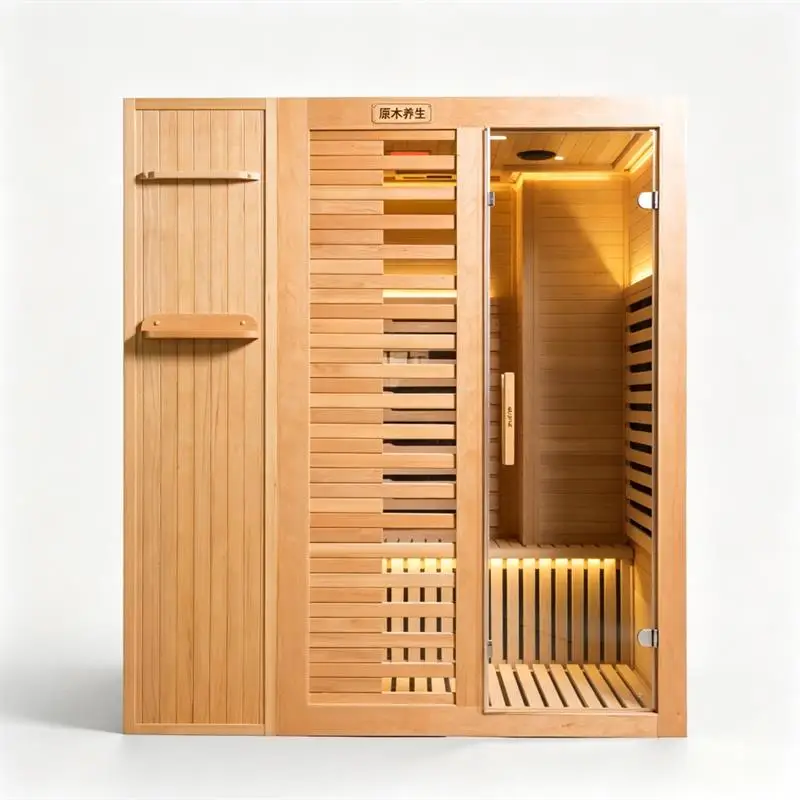 Modern Home Sauna Room Factory Supply Hemlock Solid Wood Spa Room Space Saving Wellness Enclosure
