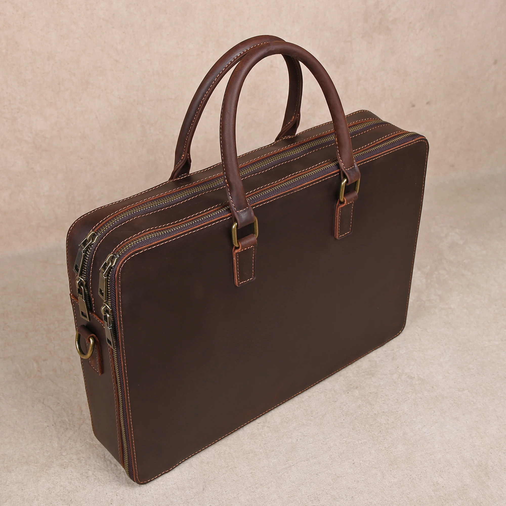 Valigetta originale business casual in vera pelle, borsa a mano, borsa per computer in pelle di vacchetta con strato superiore, borsa a tracolla singola