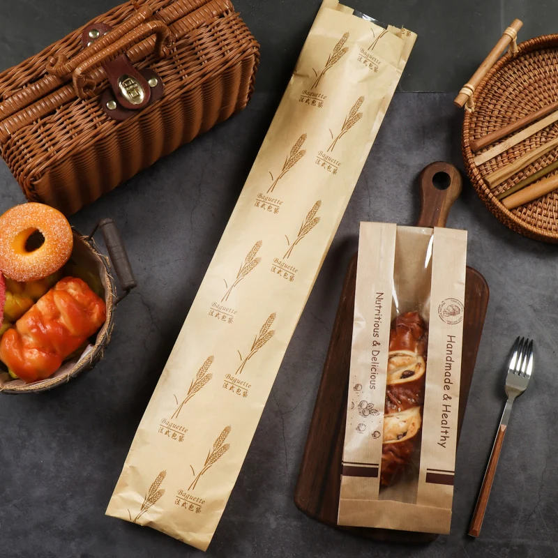 Baguette Bag long Cute Wedding Coffee Shop Bread Bag Kraft Paper Gift Bags Candy Cookie Packaging Bag Boxes Party Natal Favors