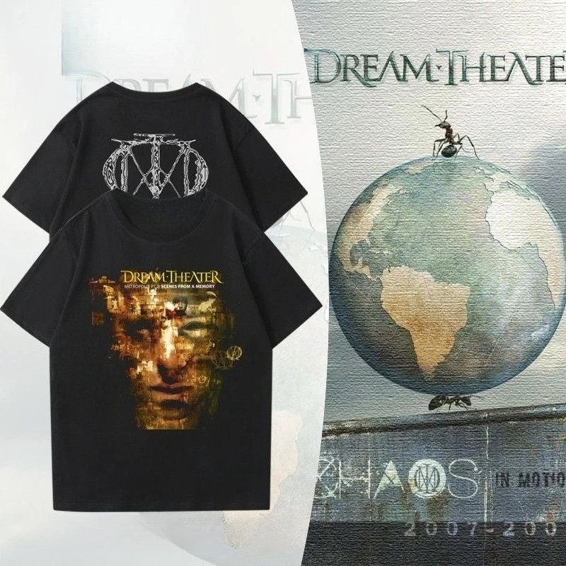 

Футболки рок-н-ролльной группы для мужчин и женщин Dream Theater Dream Theater из плотного хлопка с принтом High Street с короткими рукавами
