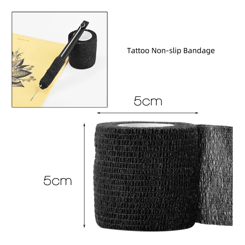 Black Tattoo Handle Bandage Anti-slip Athletic Nonwoven Waterproof Disposable Self-adhesive Elastic Bandage Grip Cover Wrap