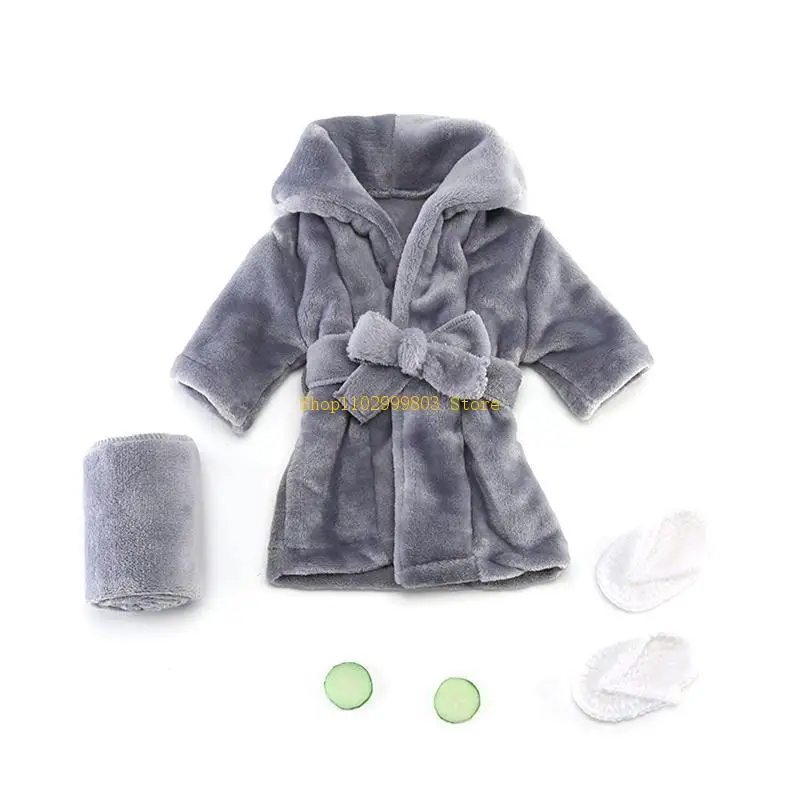 

Baby Photography Prop Newborn Bathrobe Bath Towel Cucumber Slice Set for Newborn J0MF