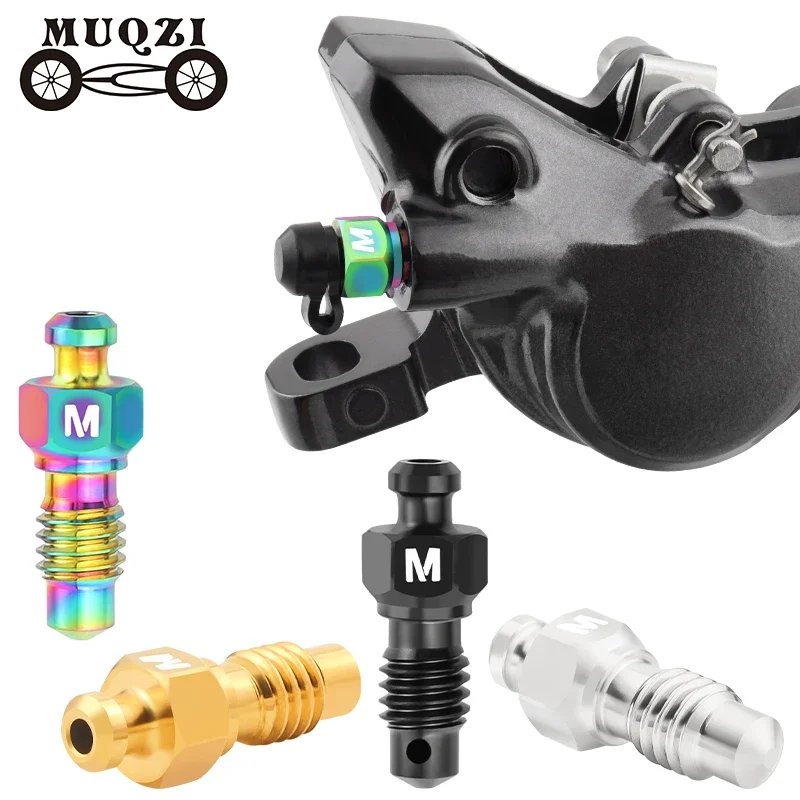 MUQZI 2pcs Titanium Bleed Screws and Rubber Bleeder Cap for XT XTR SLX MTB Road Bike Hydraulic Disc Brake Caliper Bolt