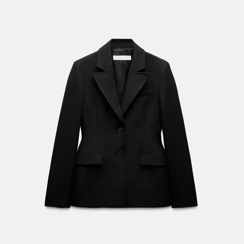 Elegant Long Sleeve Short Blouse Women Deep V-Neck Casual Commuter Jacket Office Female Formal Lapel Thin Jacket