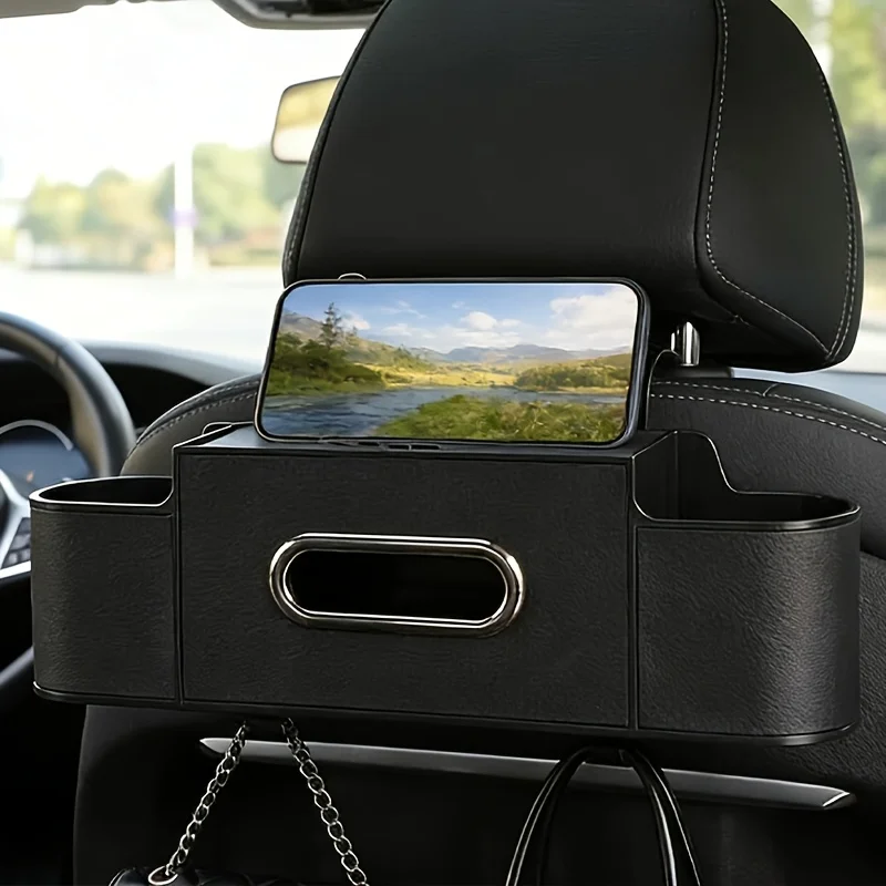 

Multifunctional Car Rear Seat Hanging Storage Box Tissue Holder Drink Cup Holder Auto Interior Organizer
