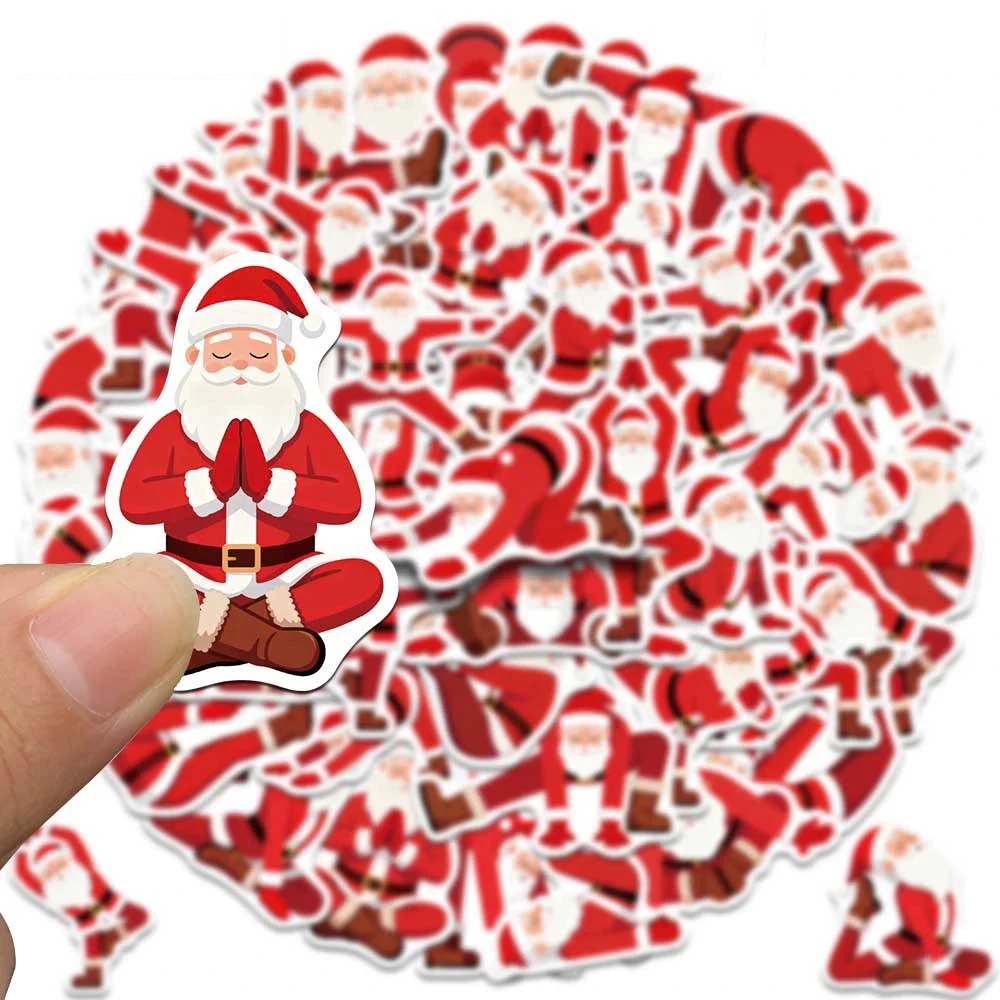 10/30/50pcs Dessin Animé Yoga Père Noël Autocollants Drôle Graffiti Autocollants Jouet BRICOLAGE Planche À Roulettes Téléphone Ordinateur Portable Cool Autocollant Étanche Pack