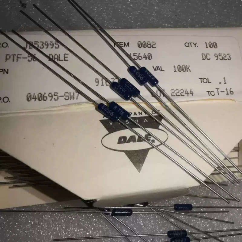 resistor-de-precisao-dale-100k-01-ptf56-t16-5ppm-com-baixa-variacao-de-temperatura-35-yuan-24x7mm