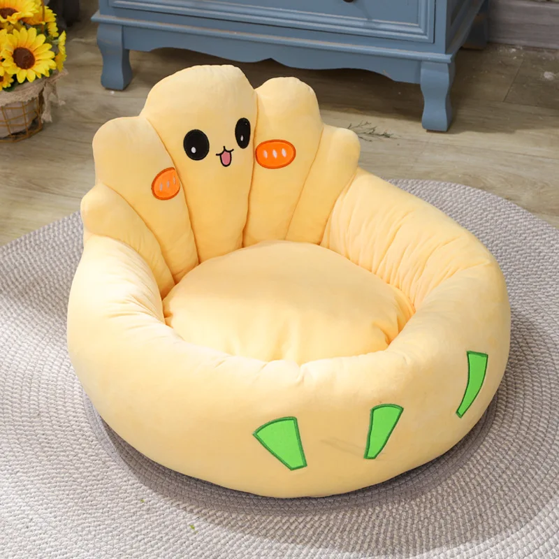 Winter Thickened Warm Shell Shaped Pet Nest Semi Enclosed Backrest Cute Cartoon Dog Bed Breathable Soft Comfortable Cat Bed