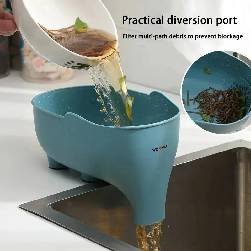 Elephant Drain Basket Shape Sink Drain Fiter Basket Fruit And Vegetable Washing Basket Hanging Drainer Rack Kitchen Accessories