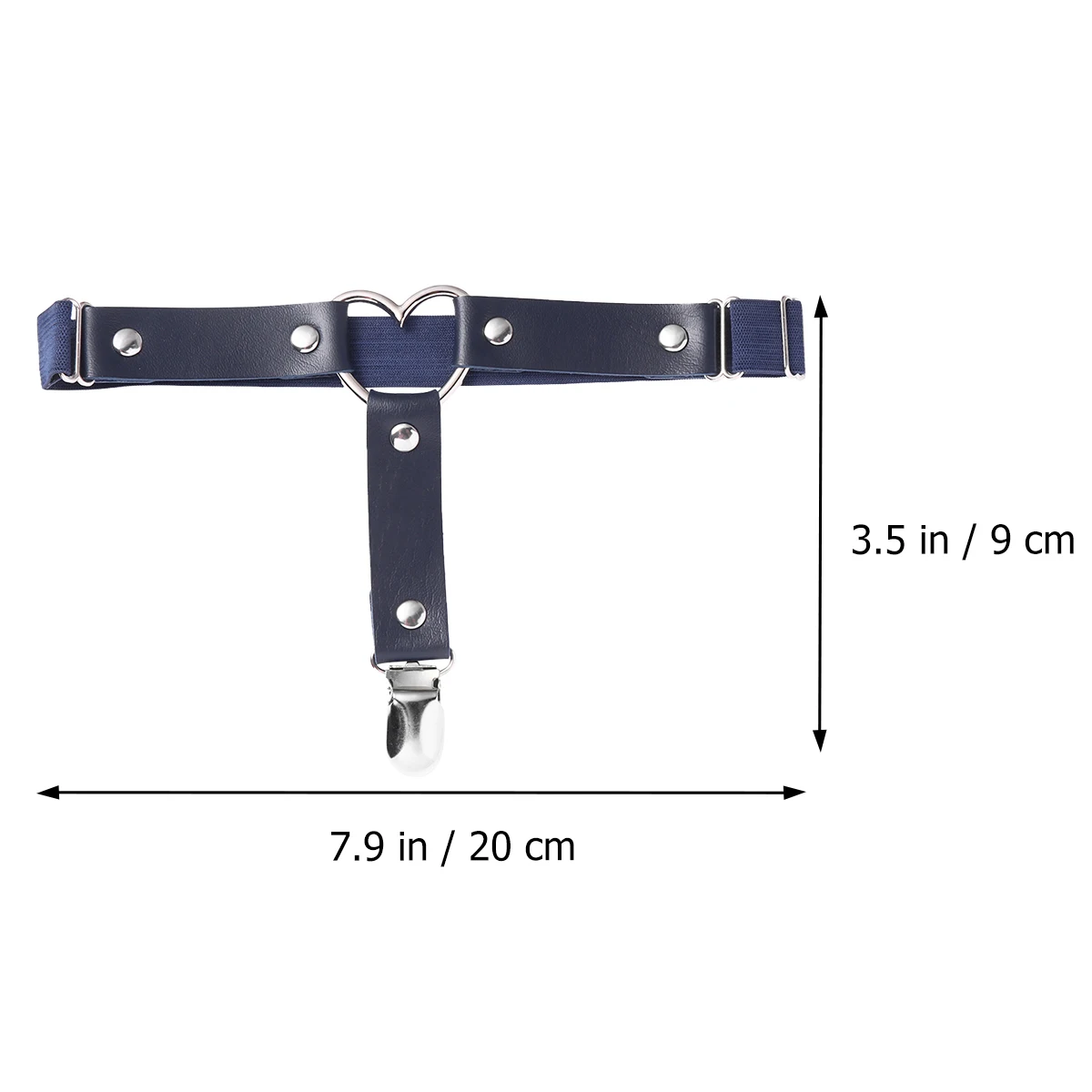 

2pcs Love Heart Garter Adjustable Pu Alloy Punk Hip-Hop Leg Ring For Cosplay Body Garter Leg Belt