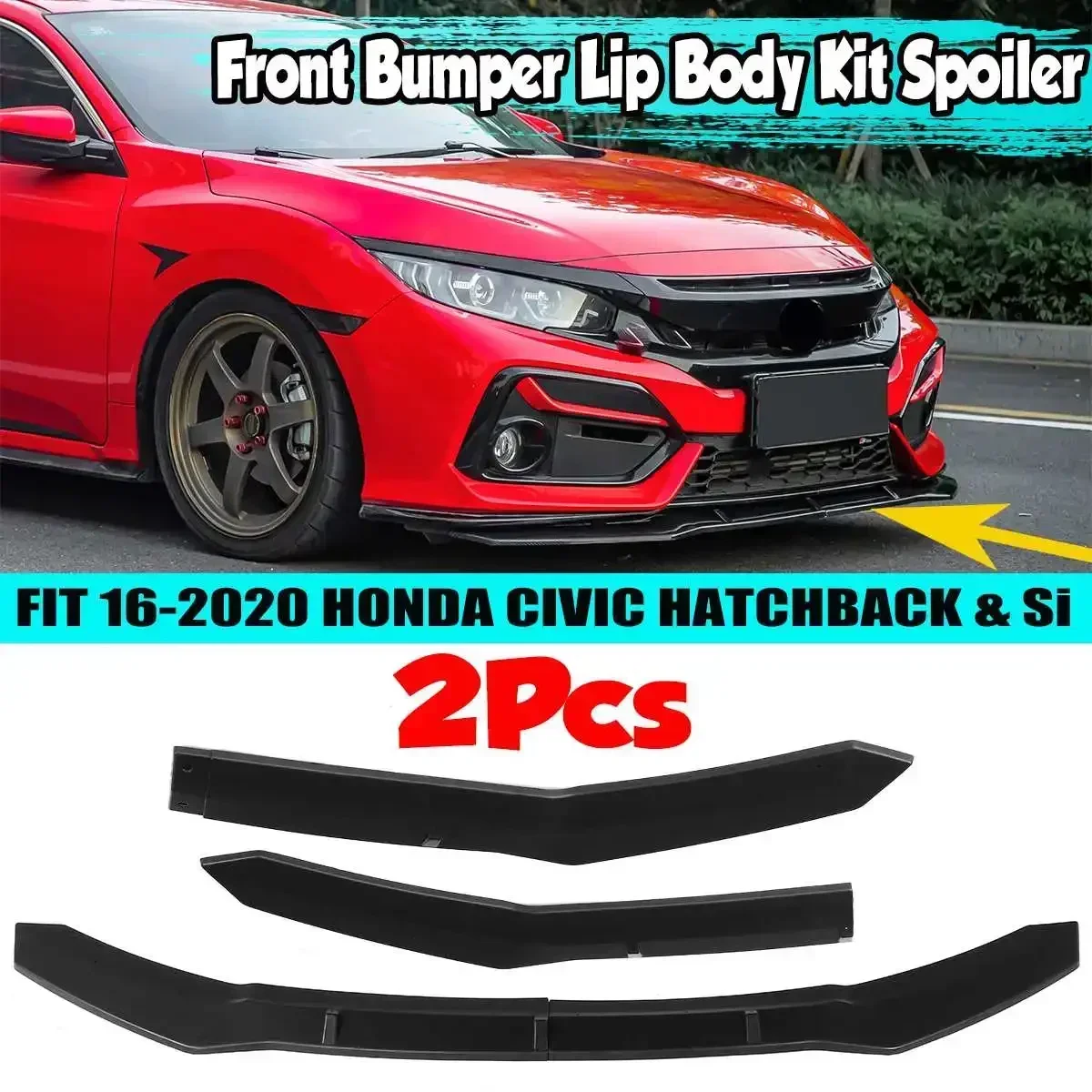 

Civic Hatchback Lip Car Front Bumper Splitter Lip Diffuser Guard Spoiler Cover For Honda Civic Hatchback & Si 2016-2020 Body Kit