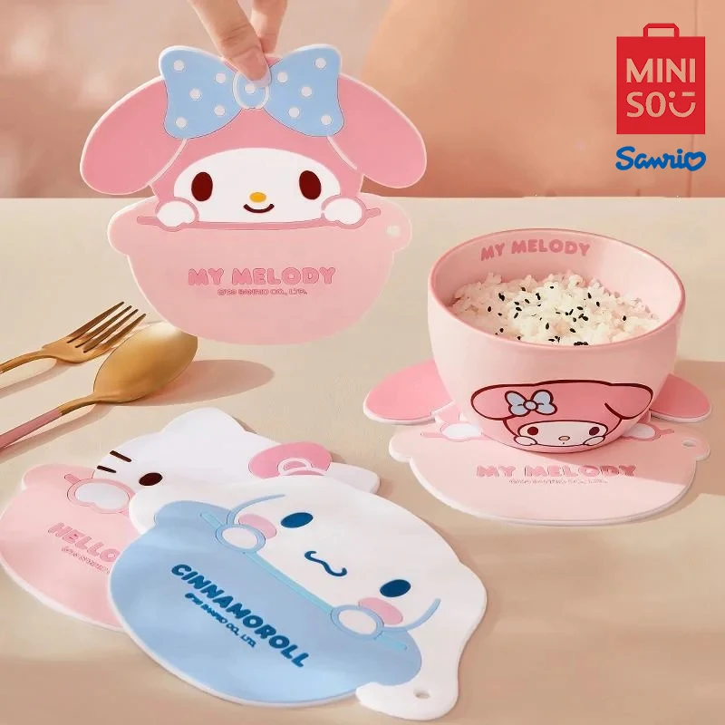 MINISO Sanrio Insulation Mat Anti Scalding Cute Coaster Household Hello Kitty Waterproof Silicone Coffee Tea Coaster TableMat