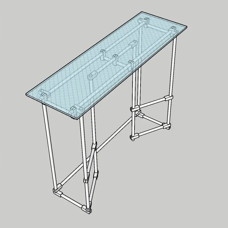 Stainless steel living room art entrance table optical axis entrance table light luxury transparent glass table entrance cabinet