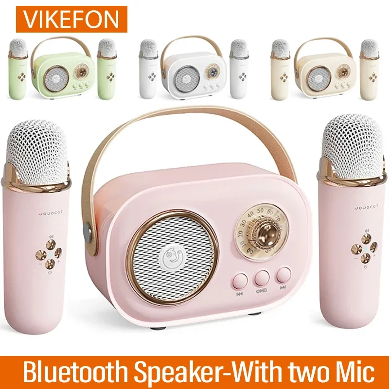 

Bluetooth Speaker With 1-2 Wireless Microphone Support Karaoke TF Card FM Play HIFI Bass Handsfree Call Children's Birthday Gift