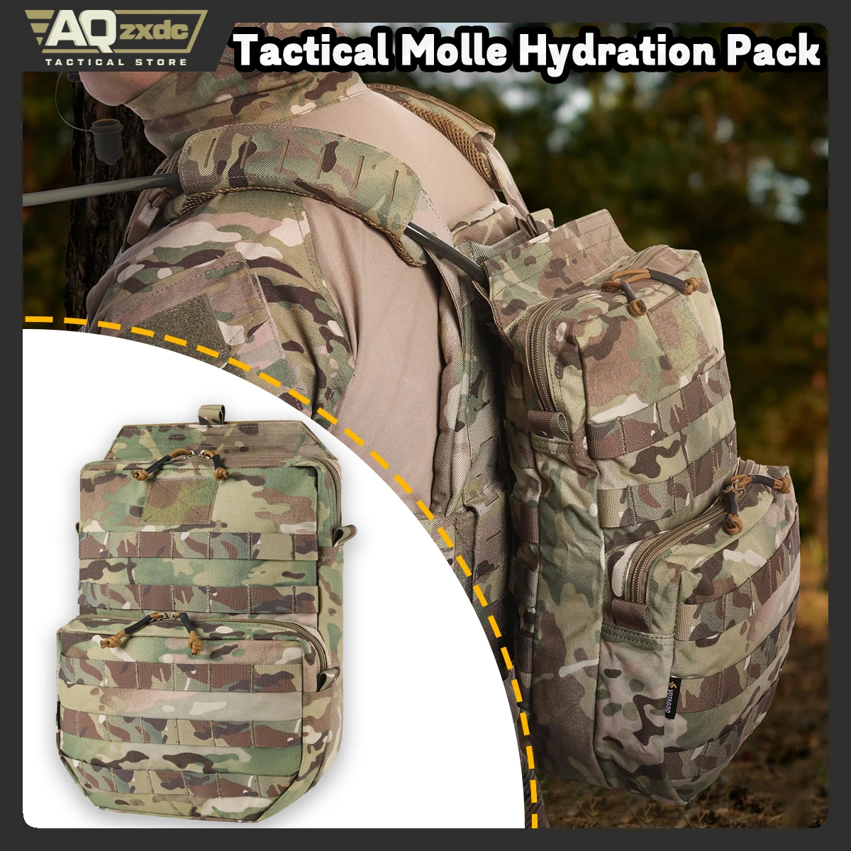 

AQzxdc Military Gear Tactical Molle Hydration Pack 3L Hydration Carrier Pack Water Reservoir Bag for Molle Vest Backpack