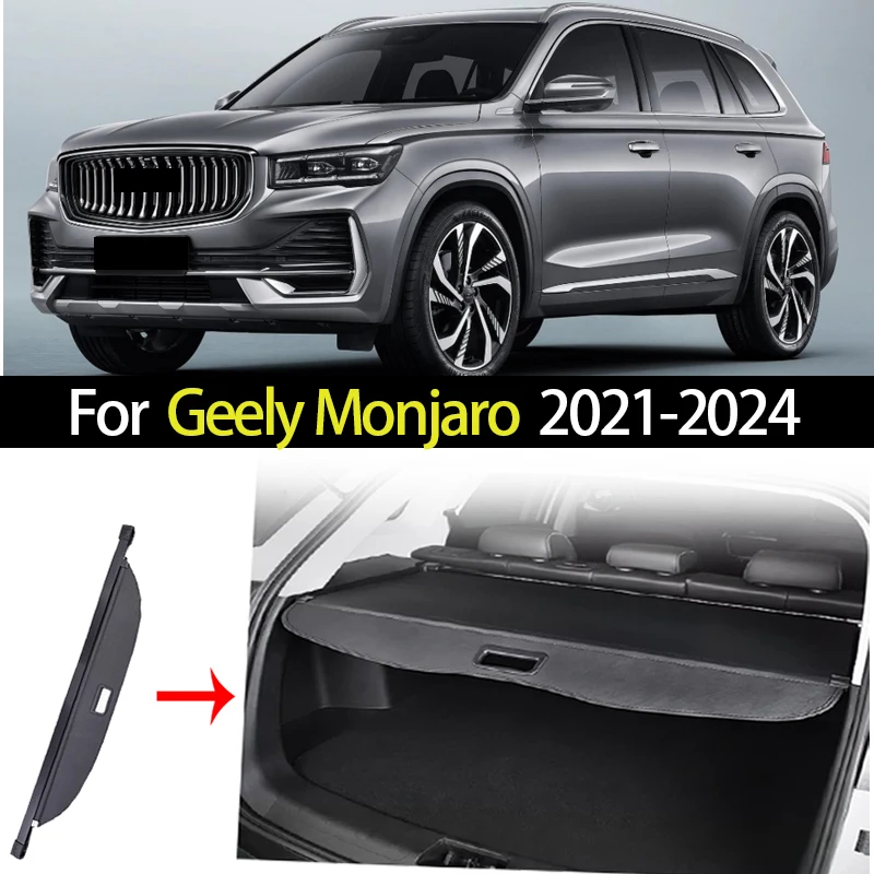 Car Trunk Cargo Cover for Geely Monjaro 2021-2024 Privacy Retractable Waterproof  Storage Curtain Partition Mat Auto Accessories