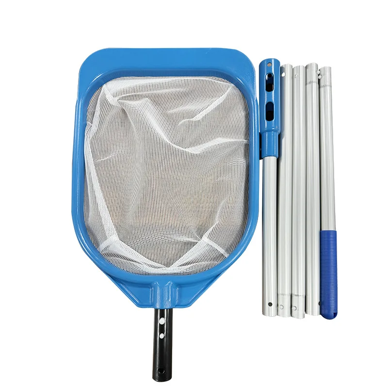 Pool Skimmer Net with Telescopic Pole Leaf Rake Fine Mesh Bag Shallow Deep Water Cleaning Tool