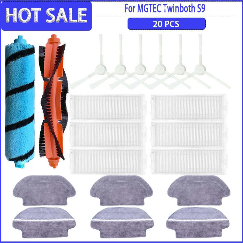 Roller-Seitenbürstenfilter HEPA-Mopp-Lappen-Tuch für MGTEC Twinboth S9 (Na Ubrania Vaj Diego Vaj Diego Vajnica S9) Serie Ersatzzubehör Teile