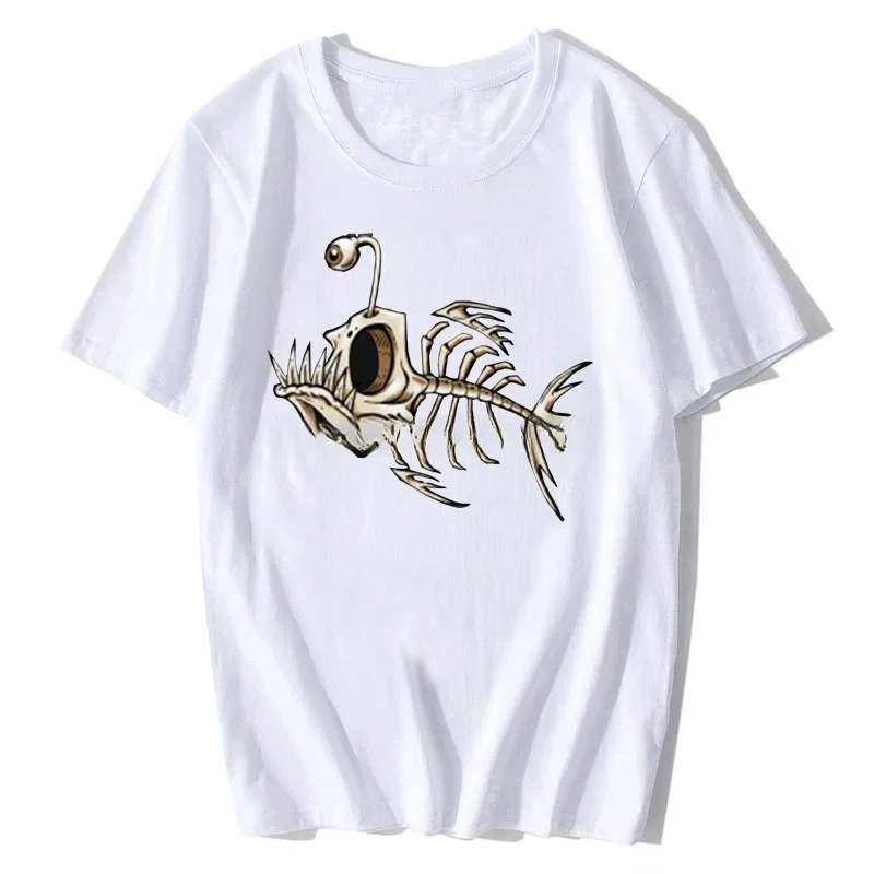 New Bonefish Skull Deep Sea Fish Skeleton Funny Fisherman Angler T-Shirt Cotton O-Neck Short Sleeve Men T Shirt Streetwear S-5xl