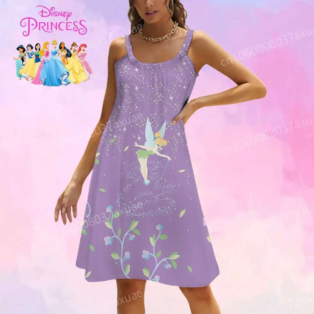 

Sexy Women's Beach Dress Midi Dresses Disney Princess 2025 New Woman Clothes Streetwear Lovely Y2k Cartoon Womens Party Summer