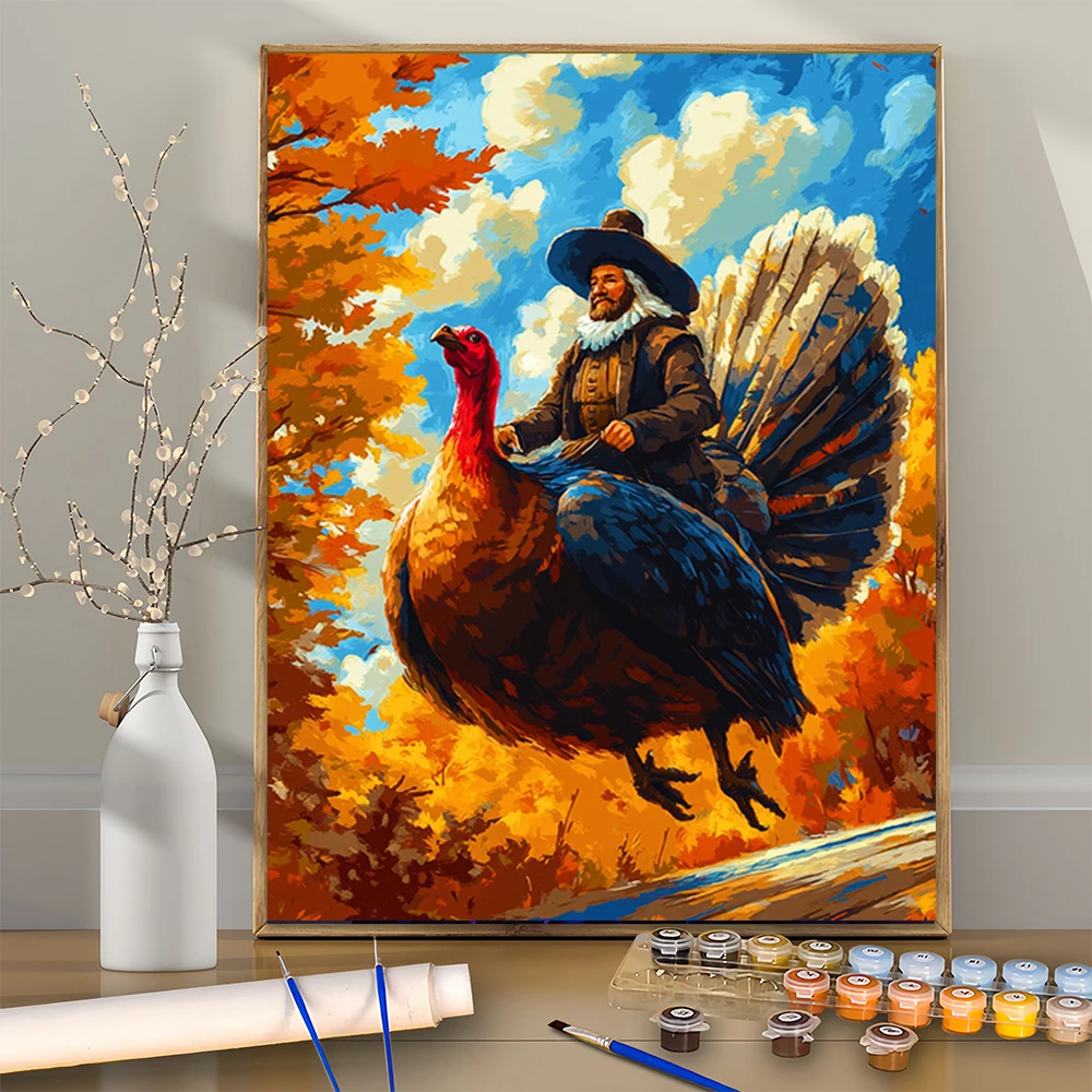 

1 шт., винтажный нарядный человек, верхом на Турции, набор для акриловой цифровой живописи «сделай сам», для начинающих, рамка для домашнего декора стен в комплект не входит