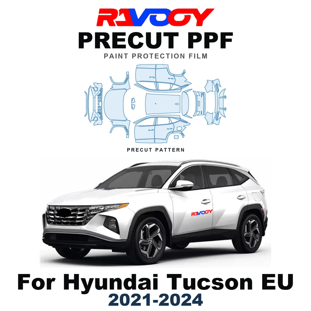 Precut PPF For Hyundai Tucson EU Base 2021-2024 8.5mil TPU Paint Protection Film Hood Bonnet Bumper Headlight Self-Healing Roof