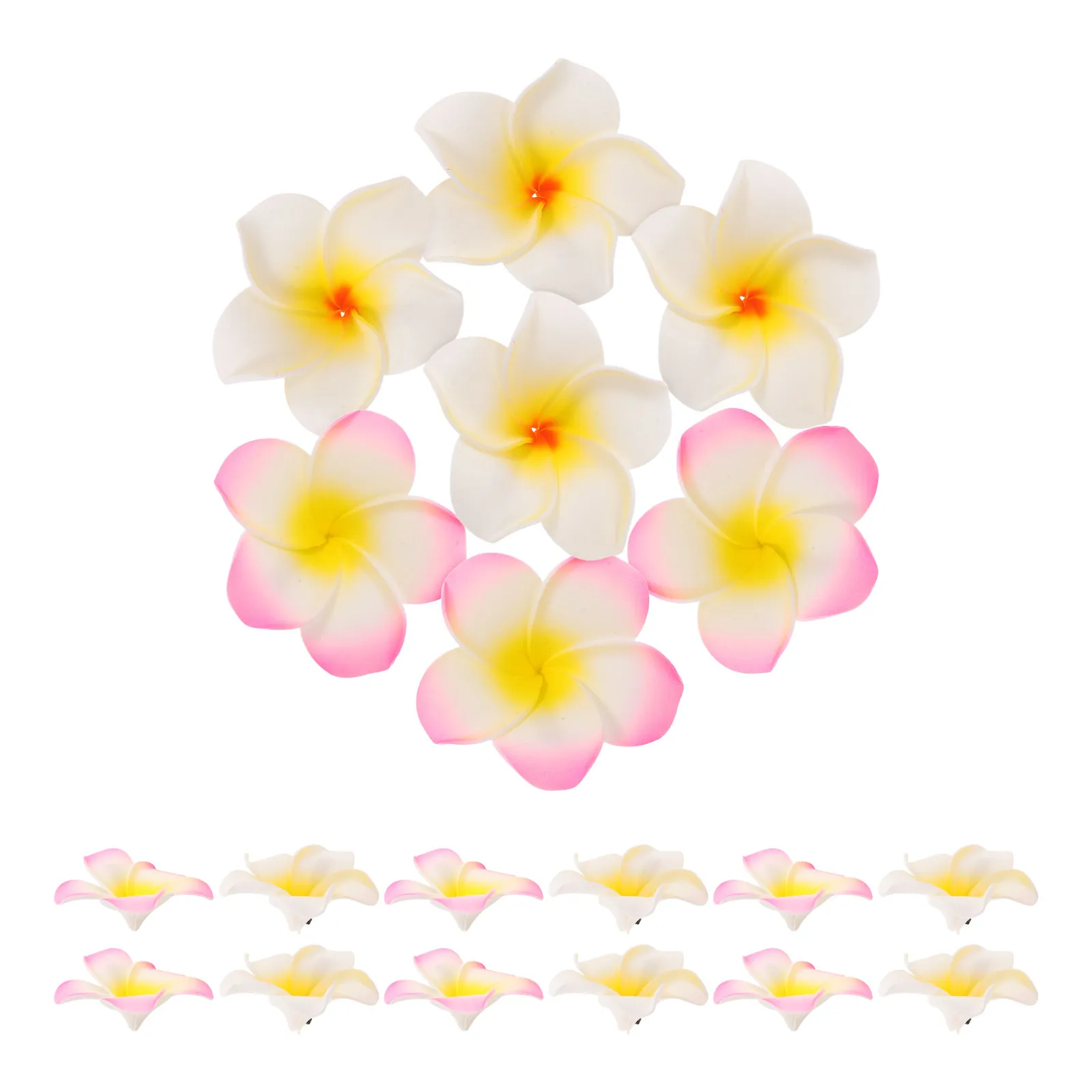 

24Pcs Artificial Flower Hair Clips Plumeria Foam Pink White Lightweight Realistic Tropical Beach Wedding Party Hair Accessories