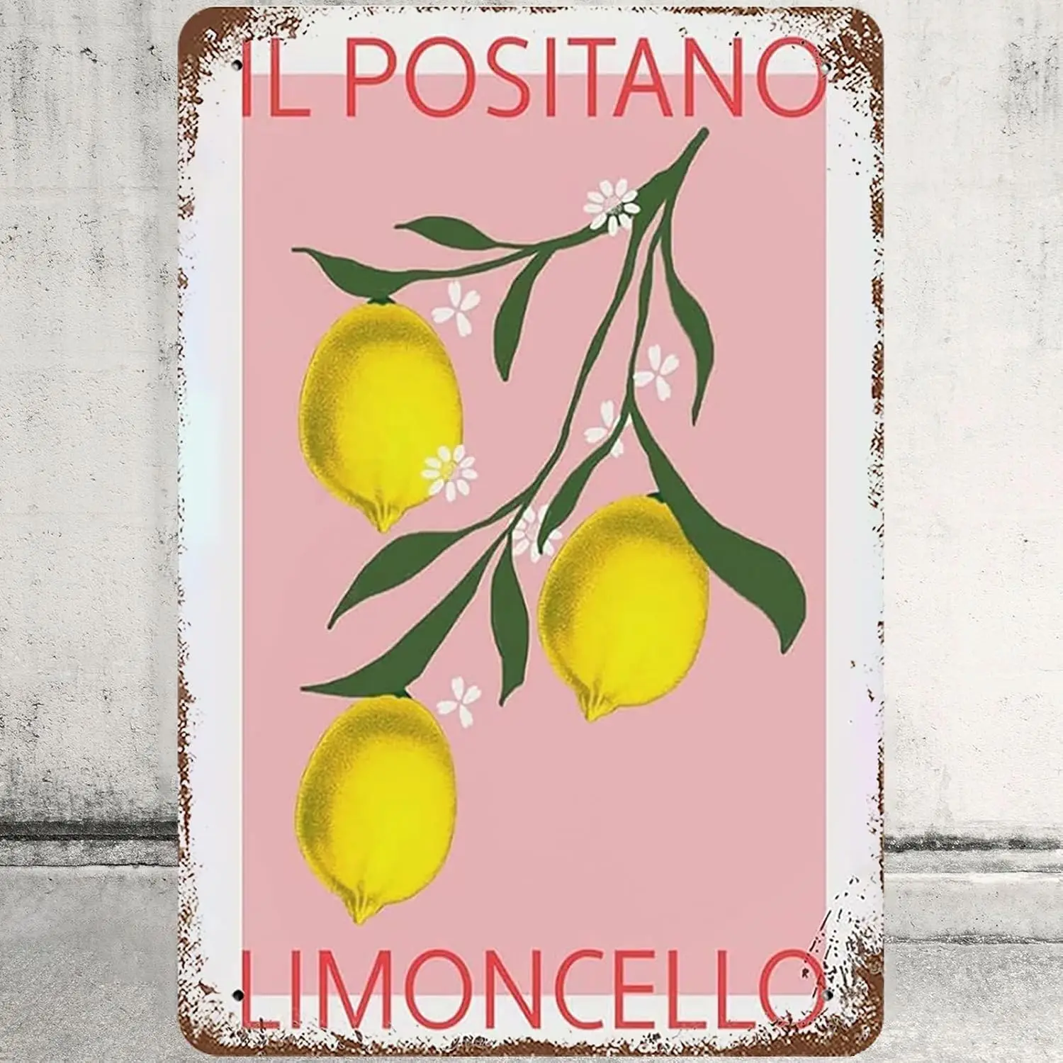 Metal Tin Sign 8x12 Inches, Vintage Lemons Wall Decor Lemon Il Positano Limoncello Tin Signs Poster for Home Living Room Bedroom