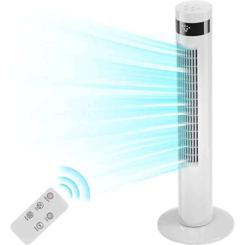 

Star Tower Portable Electric Oscillating Fan Quiet Cooling Remote Control Standing Bladeless Floor Fans 3 Speeds W