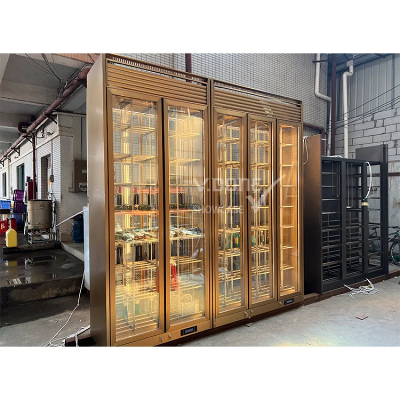 Customized-modern commercial hotel customized stainless steel wine storage display bar cabinet whisky cellar showcase furniture