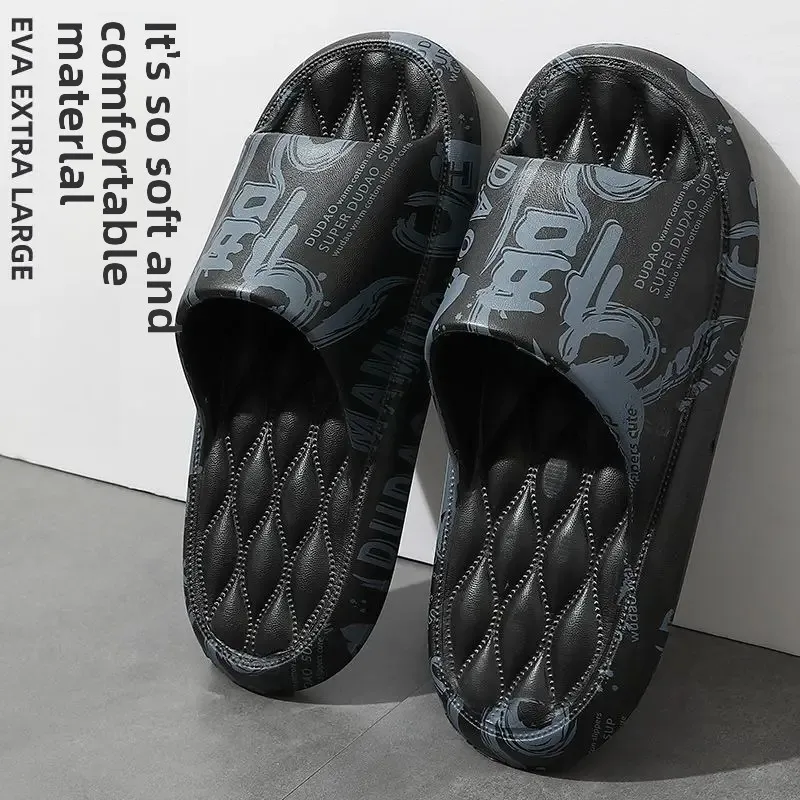 Men's Thick Bottom Bathroom Slippers Summer Home Use Non-Slip Indoor Outer Wear Couple Men's Sandals PVC Outsole