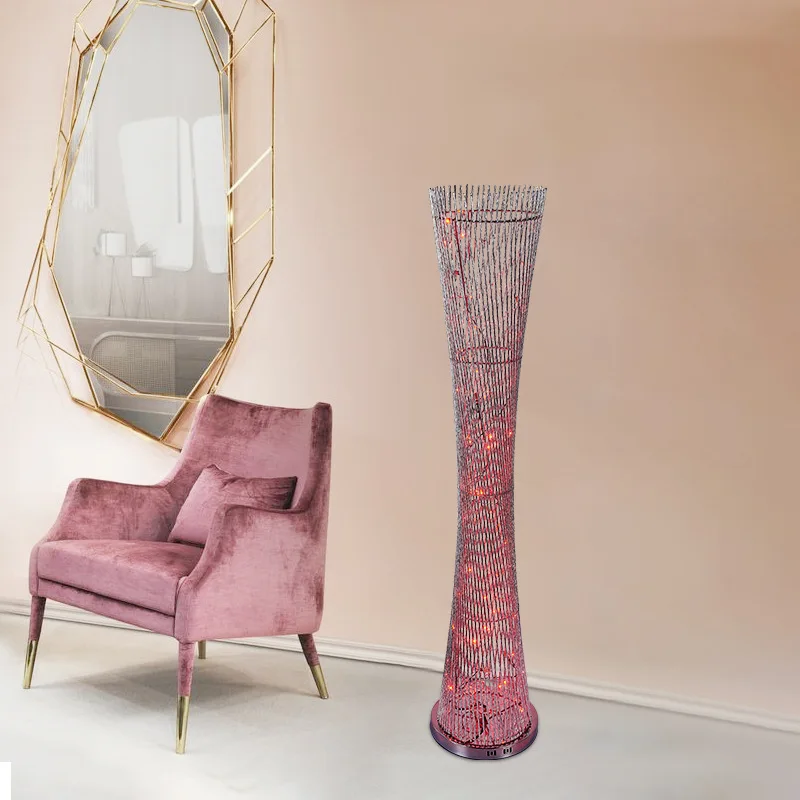 

Wedding bedroom bedside small waist wedding living room bedside LED floor lamp RGB foreign trade factory supply aluminum wire