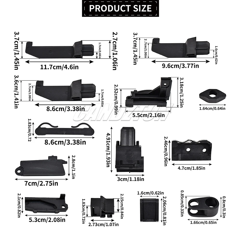 For Fiat 500C 500 Convertible Kit UK 30 Pcs Upgraded Soft Top Roof Repair Slider Clip Hood Parts Black 9099898 car accessories