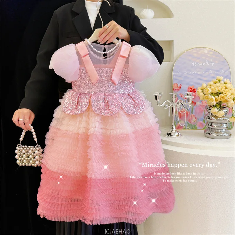 

Платье Wed 2025 г., детская юбка-пачка принцессы для девочек, детское праздничное платье, милый повседневный наряд для малышей, новый летний костюм, платье