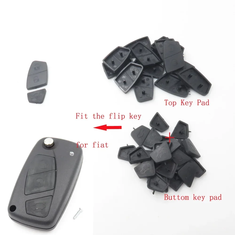 Cocolockey-Borracha Key Pad Botões na cor preta, 3 Botões Pad substituição, Fit para Fiat Punto, Ducato, Stilo, Panda, Novo, 20pcs por lote