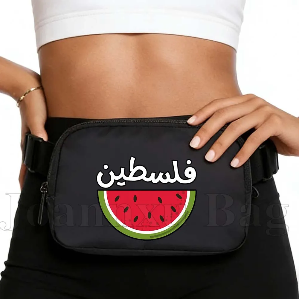 

Черная спортивная поясная сумка с милым принтом арбуза, водонепроницаемая, для бега, велоспорта, кошелек-чехол для телефона, для джоггинга, кроссбоди, для девочек, сумка-бананка