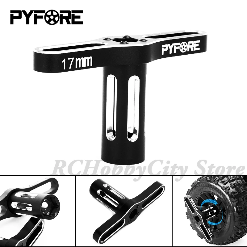 PYFORE Aluminum Alloy Metal 17MM Wheel Hex Wrench Tool HEX Nuts Sleeve for RC Car 1/8 1/10 Off-Road Monster Truck Crawler Tires