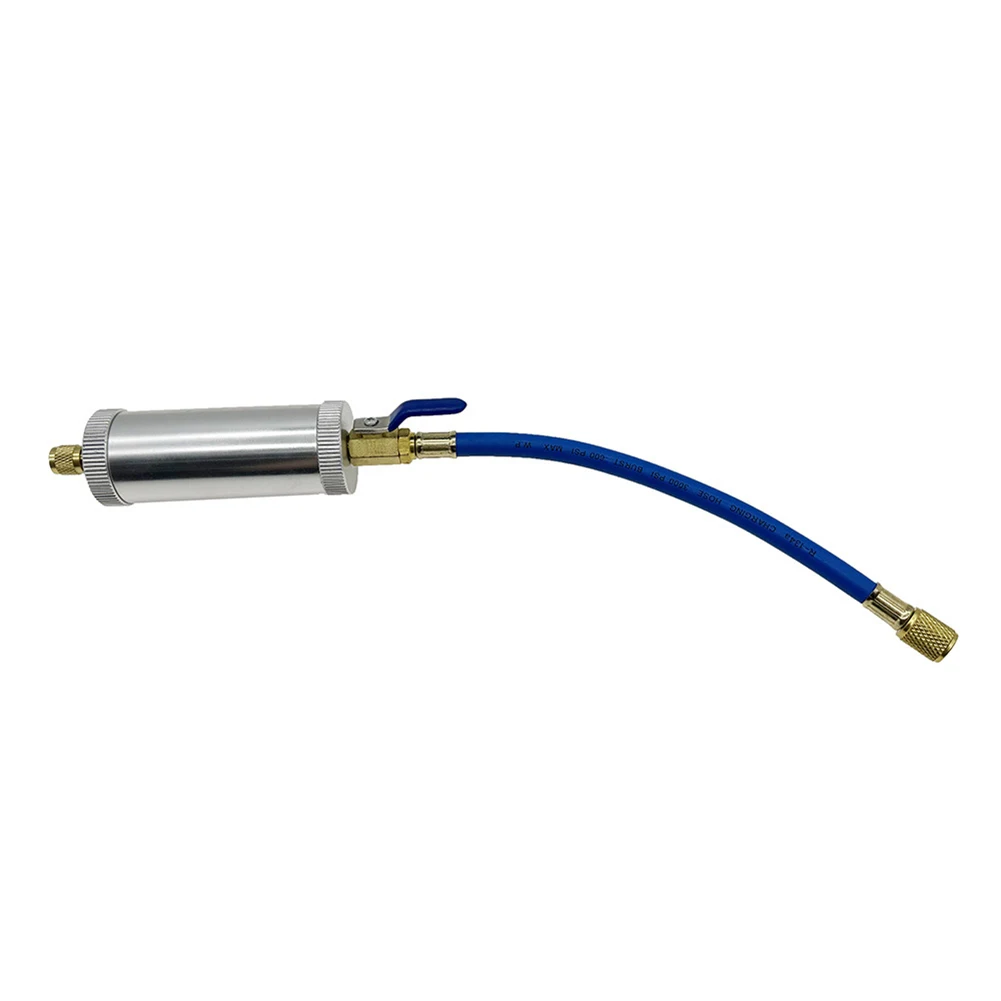 For R134A Automotive Air Conditioning Compressor Oil Injector Tool Metal Dye Filler With 14 Thread For HVAC Refrigeration Hose
