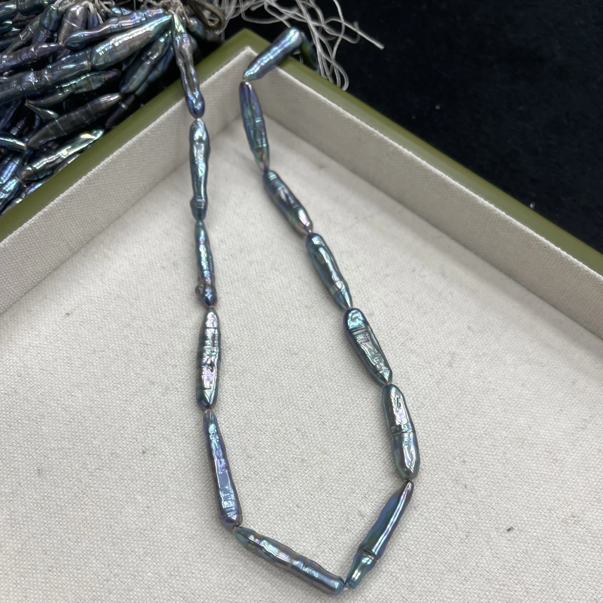 

6x25-7x30mm Natural Freshwater Pearl Blue-Purple Toothpick Beads Baroque Jewelry Making DIY Necklace Earrings Bracelet Accessory