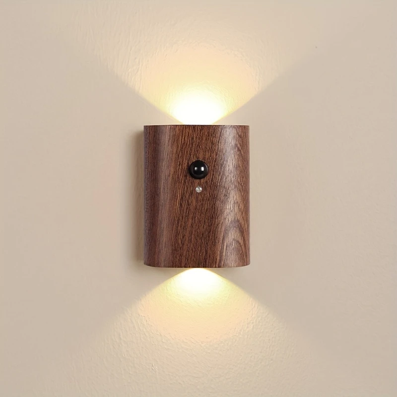 

Light Luxury Wood Grain Color Induction Lamp Magnetic Night Light Self-adhesive LED Lamp -Ideal for Corridor Bedside Home Decor