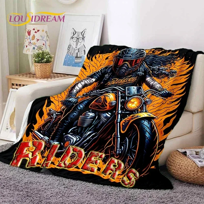 Motocross Modern retro Motorcycle Soft Flannel Blanket for Bed Bedroom Sofa Picnic,Throw Blanket for Cover Outdoors Leisure Gift