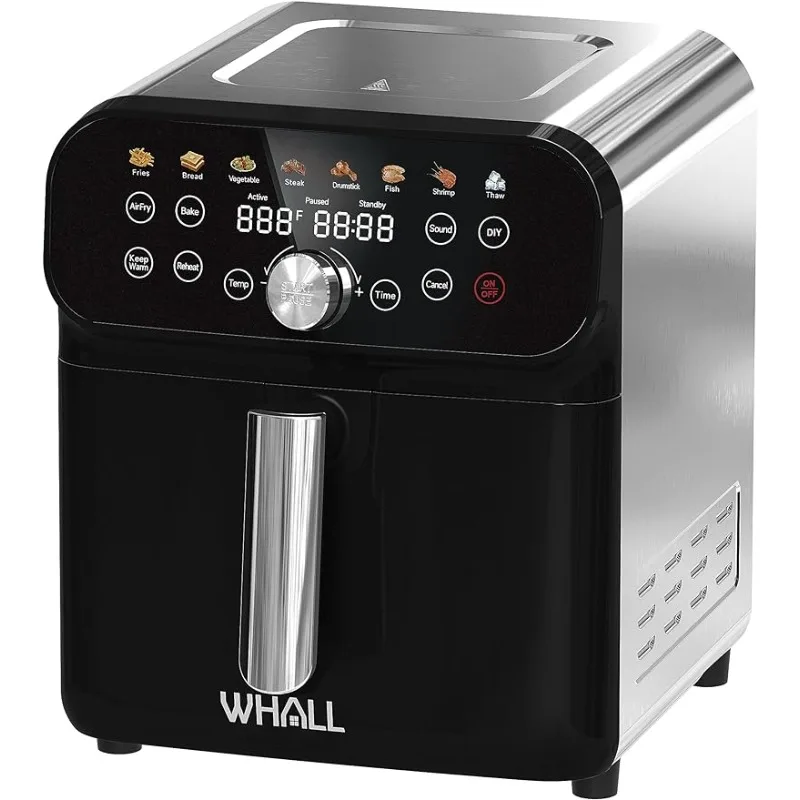 

WHALL® Air Fryer, 5.8QT Air Fryer Oven with LED Digital Touchscreen, 12-in-1 Cooking Functions Air fryers, Dishwasher-Safe