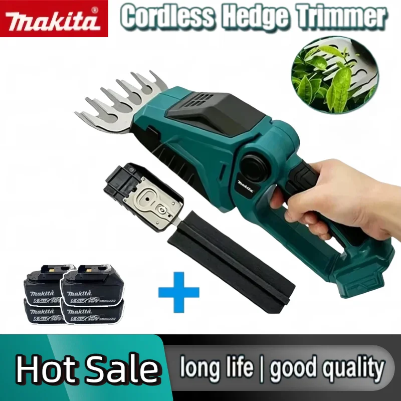 

Makita Cordless Hedge Trimmer 2-in-1 Mini Handheld Electric Grass Shears Operated Shrubbery Trimmer for Garden